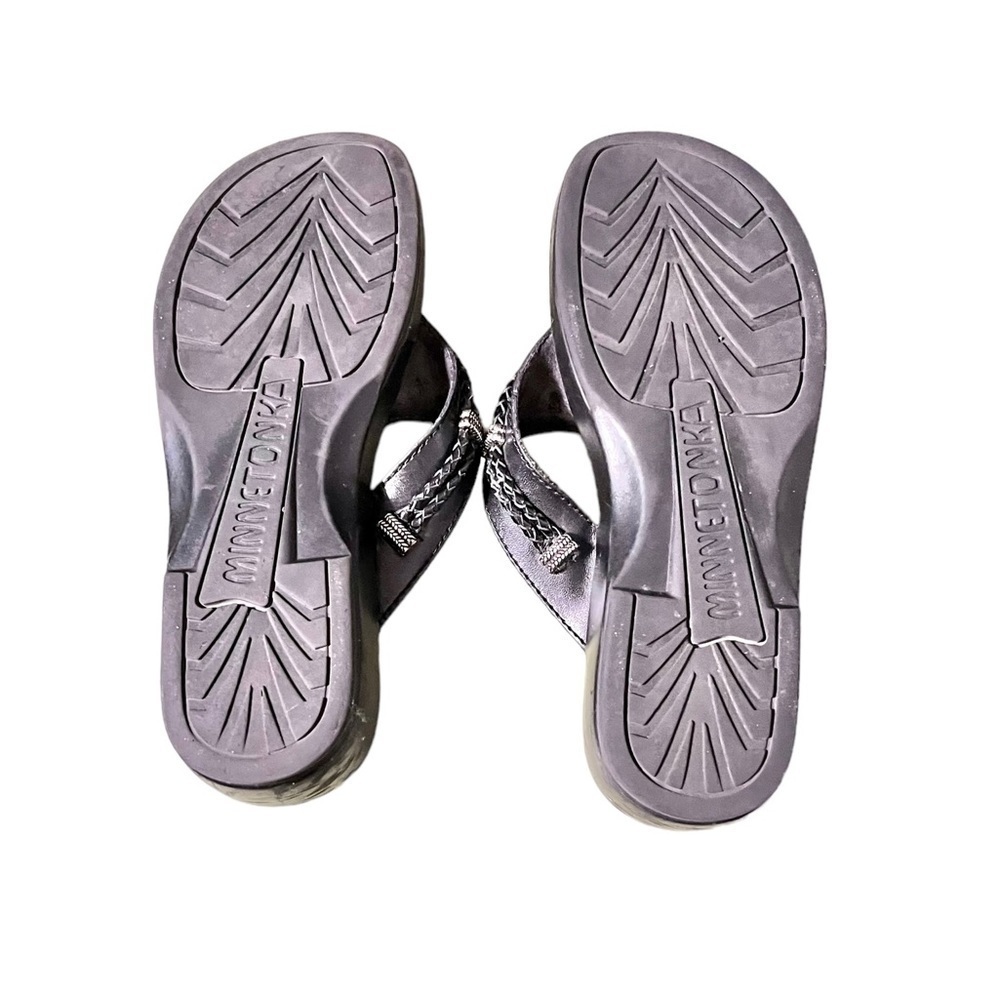 Minnetonka Silverthorne Leather Sandals Size 7 Black - Picture 5 of 6
